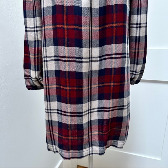 ANTHROPOLOGIE Cloth & Stone Plaid Off-The-Shoulder Tunic Dress - Picture 5 of 12